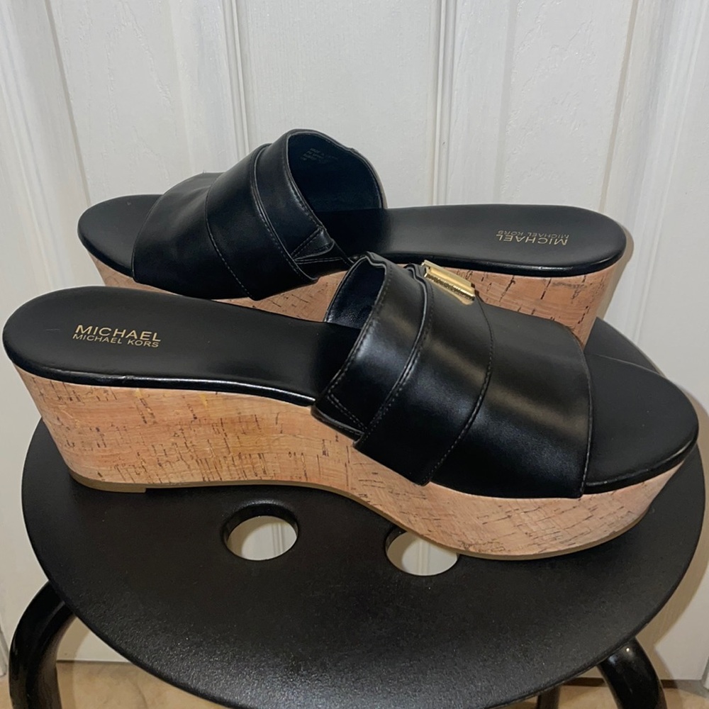 Michael Kors Black Wedge Sandals - Picture 5 of 6